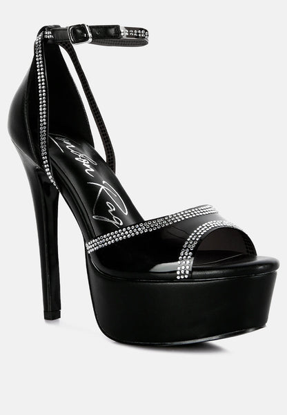 Cinderella Rhinestones Embellished Stiletto Platform Sandals - Tigbul's Variety Fashion Shop