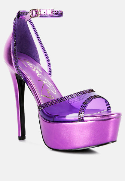 Cinderella Rhinestones Embellished Stiletto Platform Sandals - Tigbul's Variety Fashion Shop