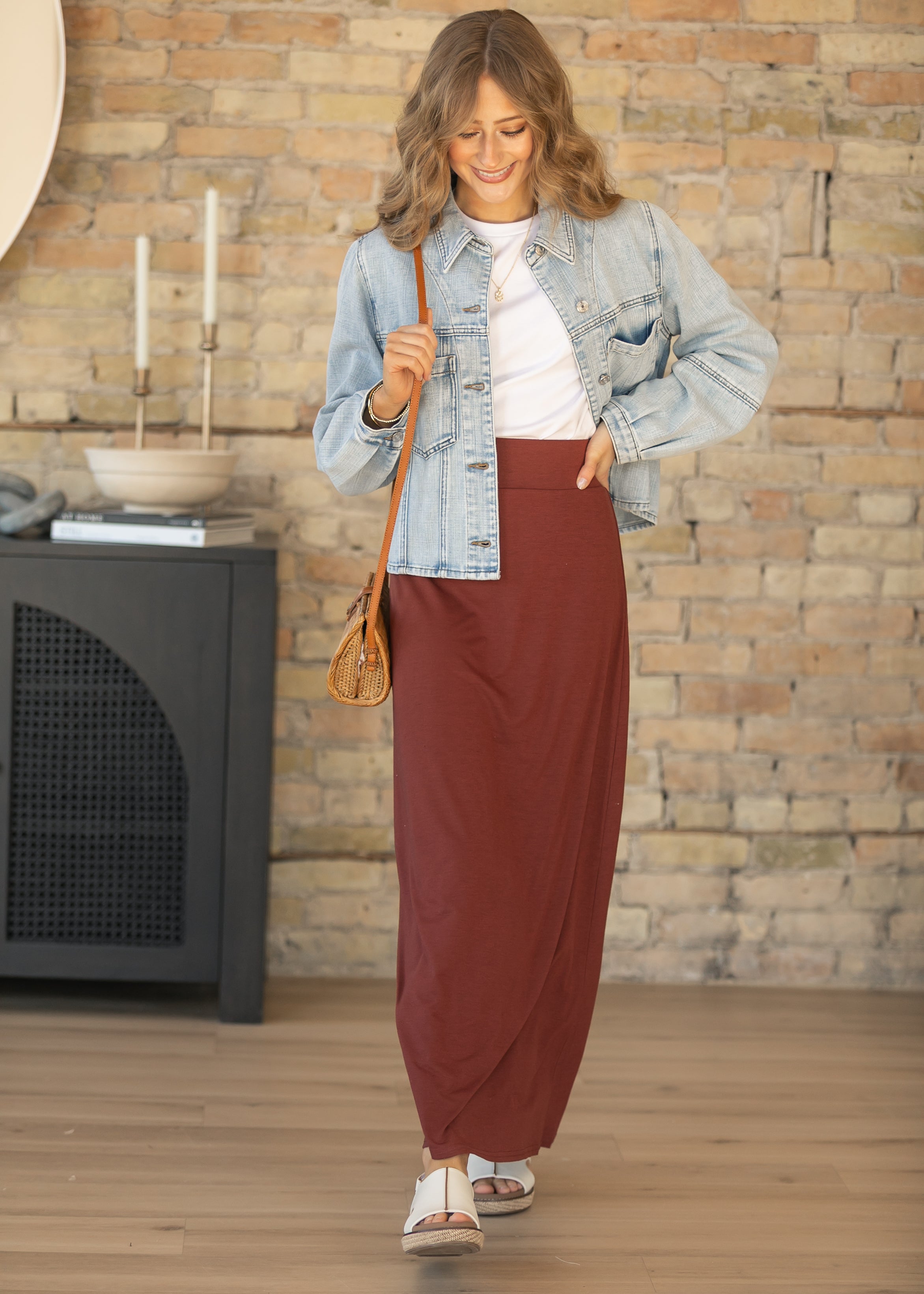 Clarise Rust Premium Knit Maxi Skirt