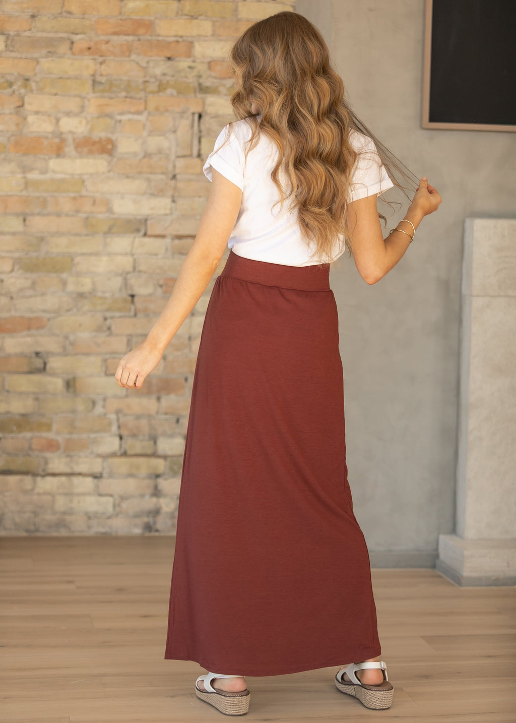 Clarise Rust Premium Knit Maxi Skirt