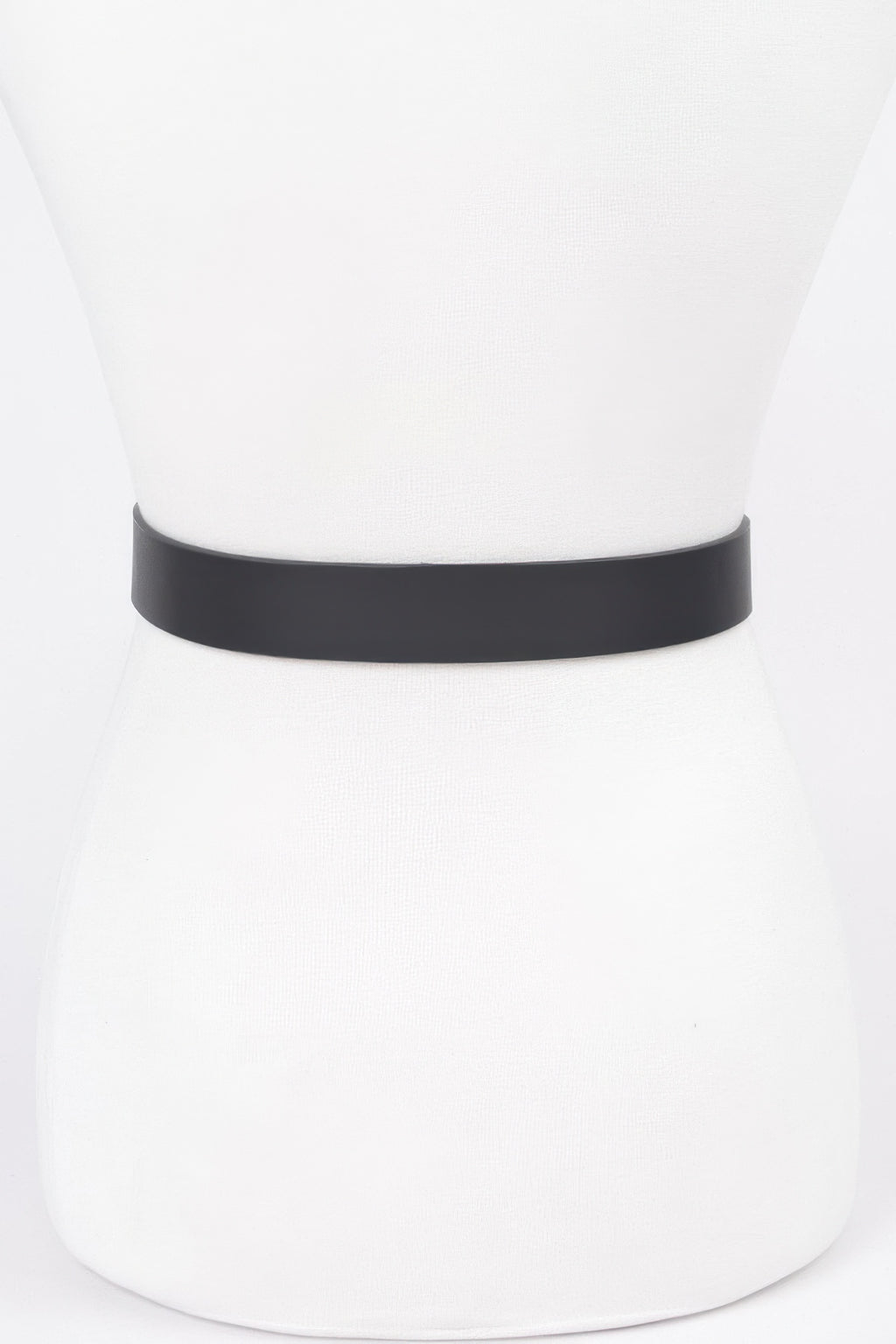 Black classic belt, smooth wide strap with no buckle shown