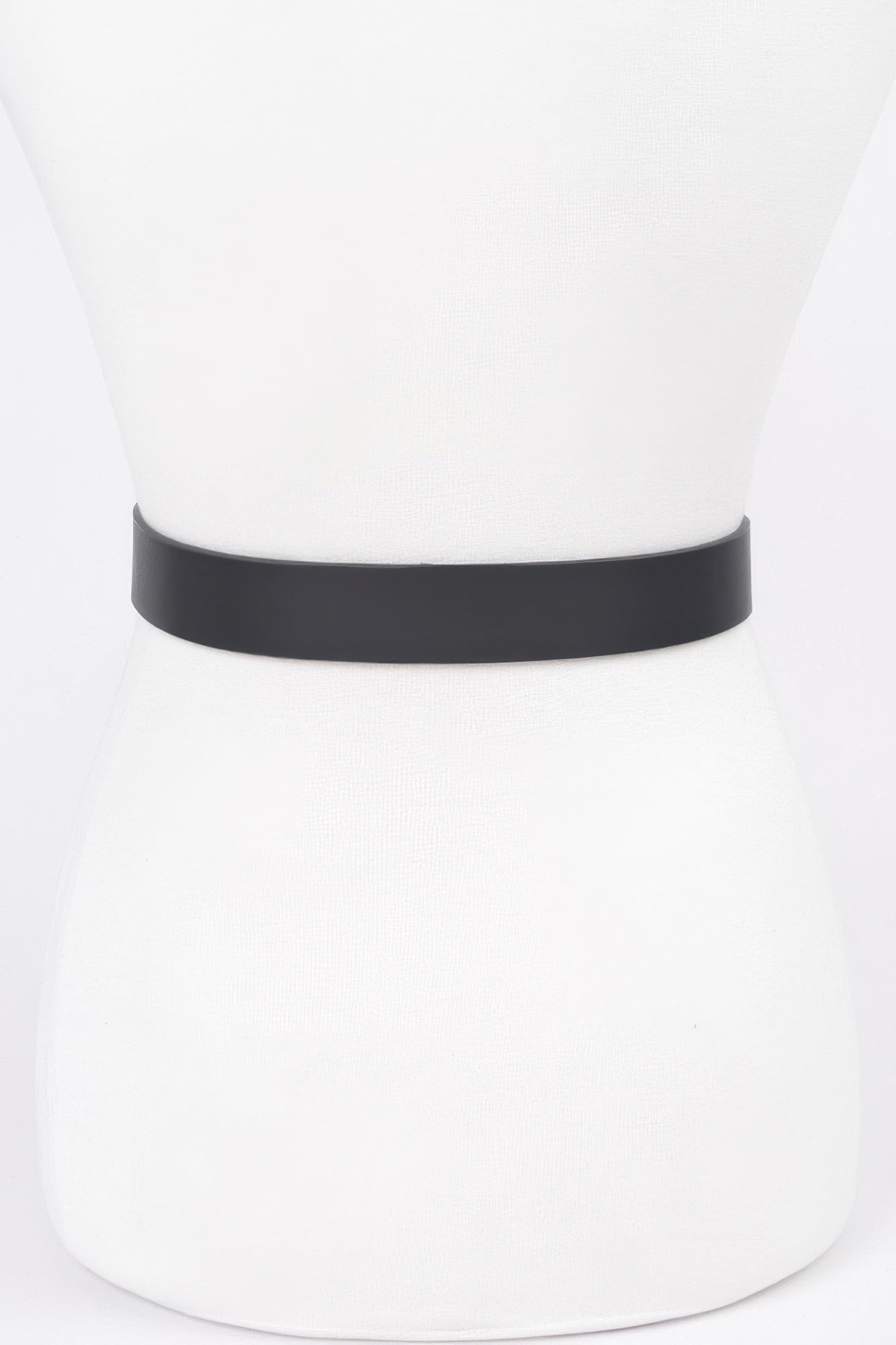 Black classic belt, smooth wide strap with no buckle shown
