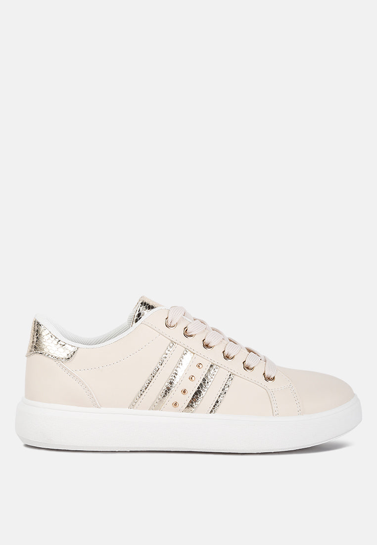 Claude Faux Leather Back Panel Detail Sneakers - Tigbul's Variety Fashion Shop