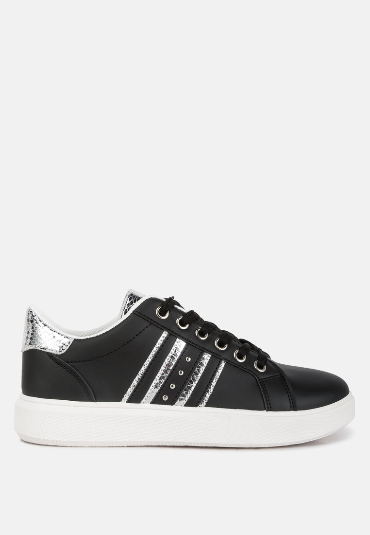 Claude Faux Leather Back Panel Detail Sneakers - Tigbul's Variety Fashion Shop