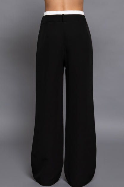 Contrast Waist Boxer Straight Long Pants - Tigbul's Variety Fashion Shop