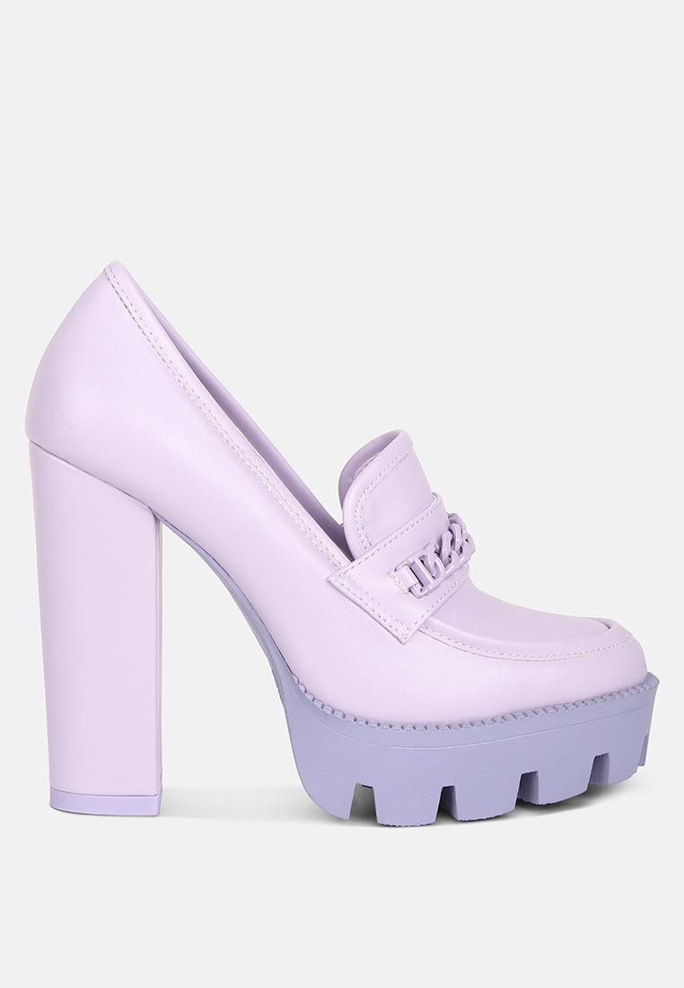 Corinne Chain Embellished Chunky Loafers - Tigbul's Variety Fashion Shop