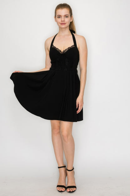 Corset Self-tie Ribbon Zippered Dress - Tigbul's Variety Fashion Shop