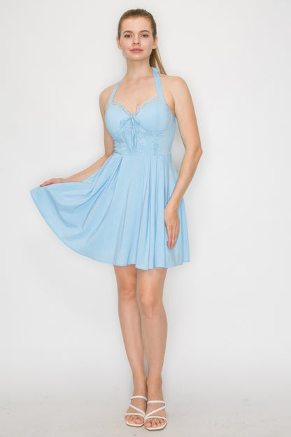 Corset Self-tie Ribbon Zippered Dress - Tigbul's Variety Fashion Shop