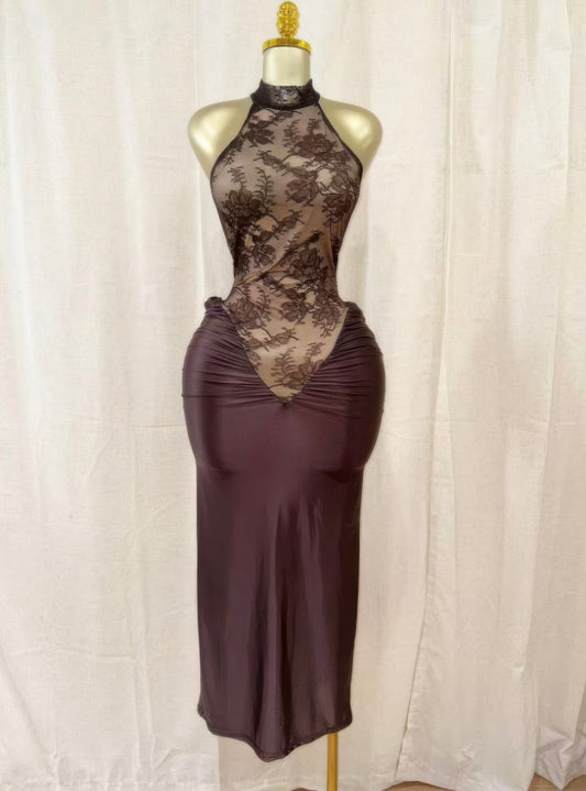 Crimson Lace Hourglass Dress - Tigbul's Variety Fashion Shop