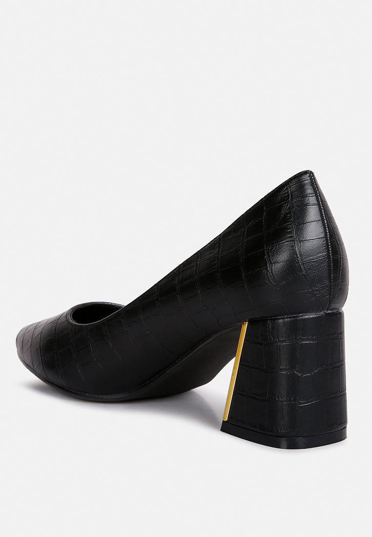 Emersyn Croc Block Heel Pump Shoes-2