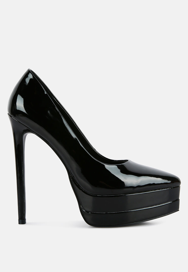 Cuddles Patent Faux Leather Platform Stiletto Pumps - Tigbul's Variety Fashion Shop