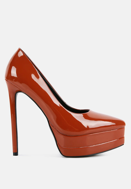 Cuddles Patent Faux Leather Platform Stiletto Pumps - Tigbul's Variety Fashion Shop