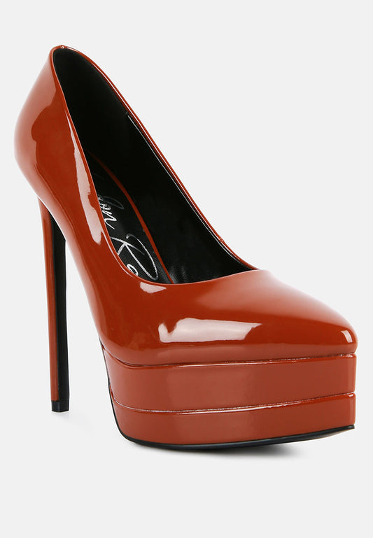Cuddles Patent Faux Leather Platform Stiletto Pumps - Tigbul's Variety Fashion Shop