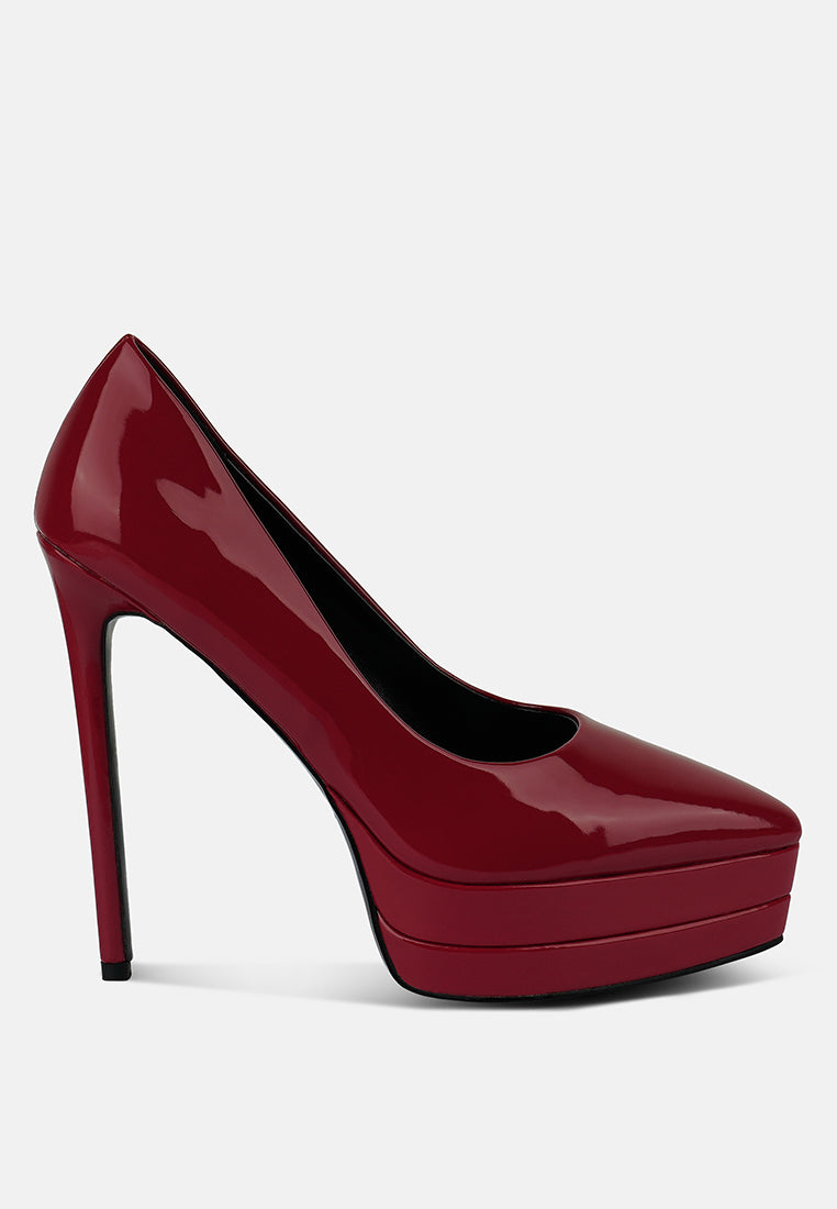 Cuddles Patent Faux Leather Platform Stiletto Pumps - Tigbul's Variety Fashion Shop