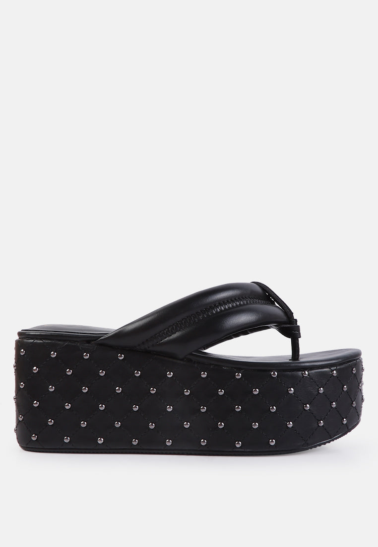 Cupcake Quilted Rhinestone Platform Quilted Sandals - Tigbul's Variety Fashion Shop
