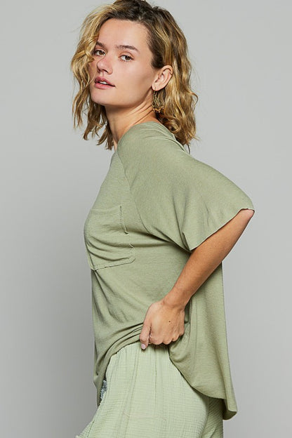 Sage Round Neck Half Sleeve T-Shirt - Tigbul's Variety Fashion Shop