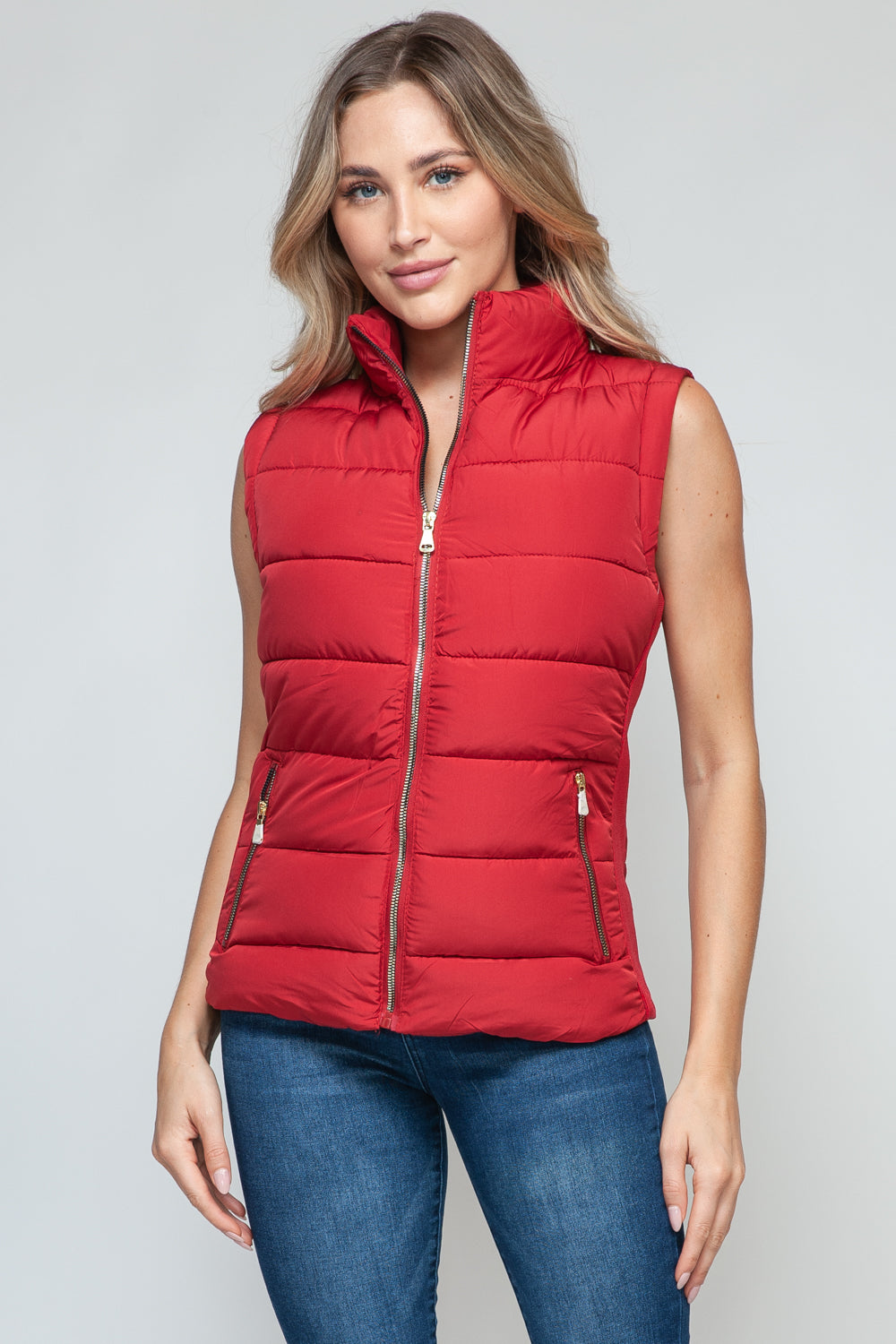 Snobbish Zip Up Turtleneck Vest with Pockets - Tigbul's Variety Fashion Shop