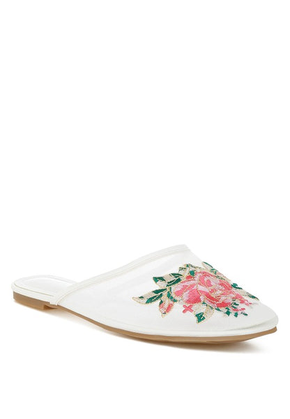 Shara Floral Embroidered Mesh Mules - Tigbul's Variety Fashion Shop