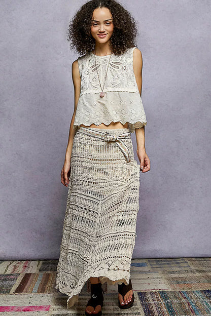 Sleeveless Crochet Top with Scalloped Border Accents - Tigbul's Variety Fashion Shop