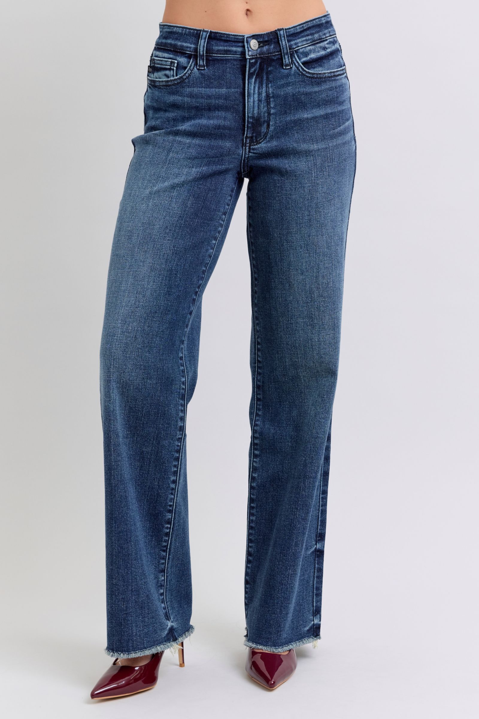 Judy Blue Full Size Raw Hem Mid Rise Jeans - Tigbul's Variety Fashion Shop