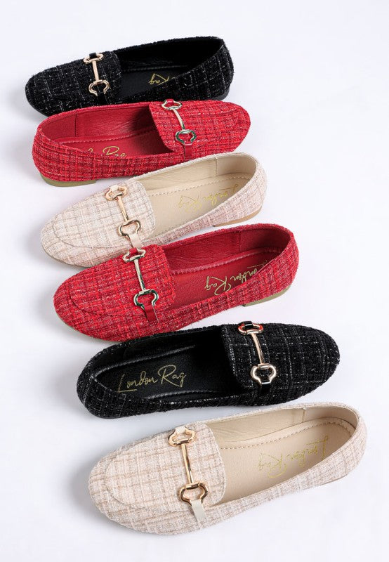 Tweed loafers mit Horsebit-Detail, Schwarz, Rot und Beige (mehrfarbig)