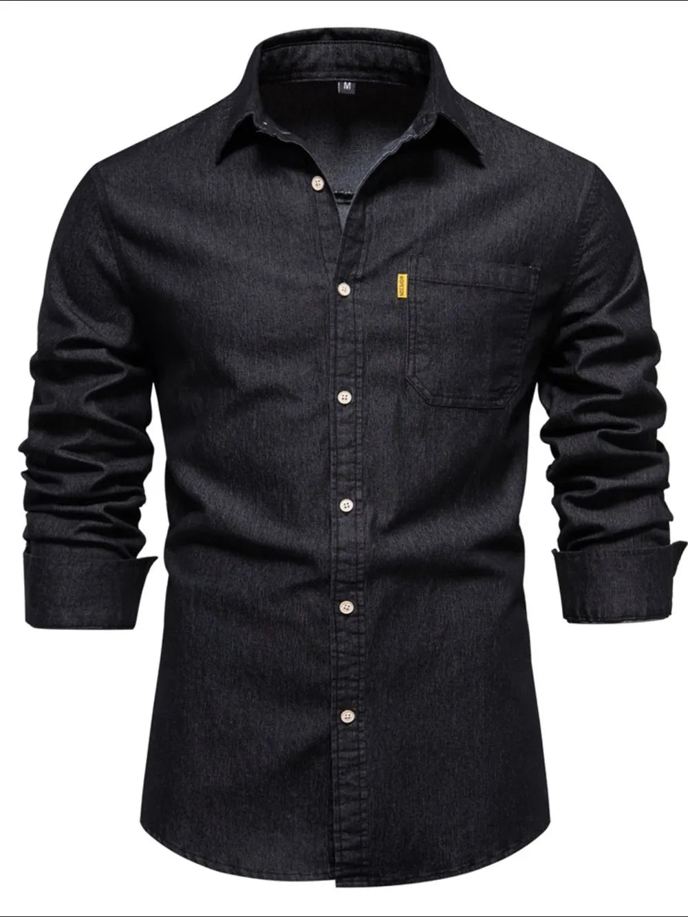 Men's Button-Down Denim Shirt with Chest Pocket - Tigbul's Variety Fashion Shop