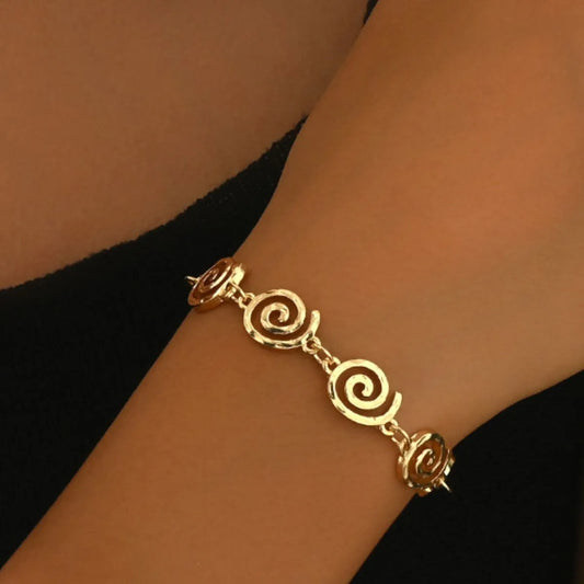 18K Gold-Plated Spiral Neclace and Bracelet Jewelry Set - Tigbul's Variety Fashion Shop