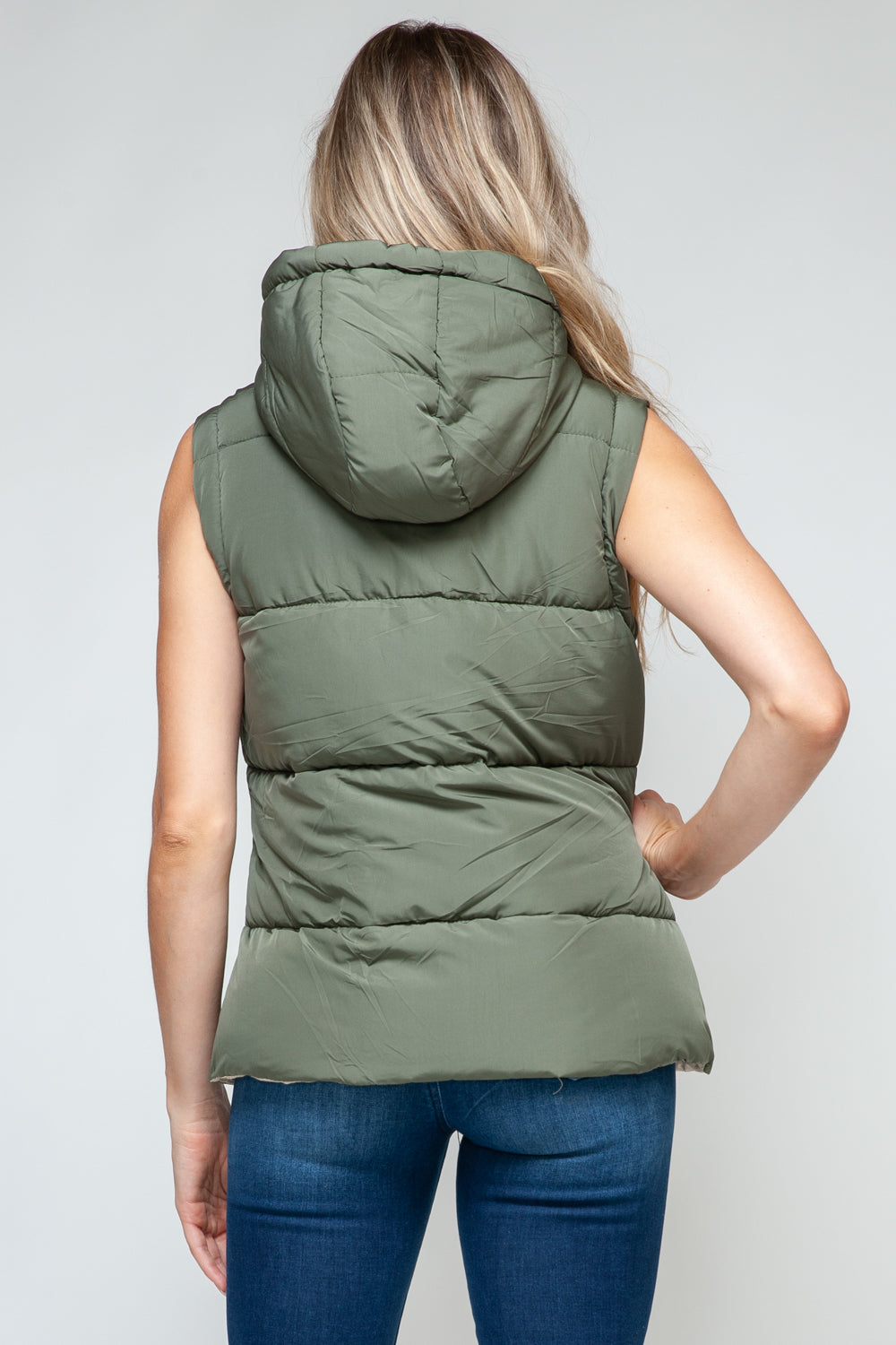 Snobbish Snap and Zip Closure Hooded Vest - Tigbul's Variety Fashion Shop