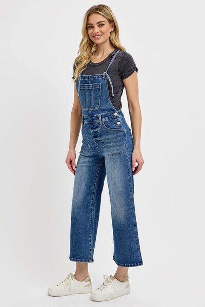 Knotted Strap Denim Overalls with Pockets Plus Size - Tigbul's Variety Fashion Shop