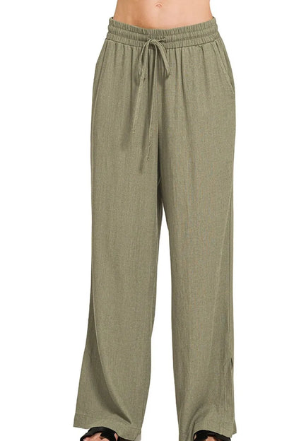 Zenana Linen Drawstring Pants - Tigbul's Variety Fashion Shop