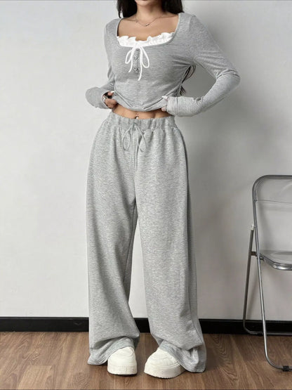 Tied Long Sleeve Top and Pants Set - Tigbul's Variety Fashion Shop