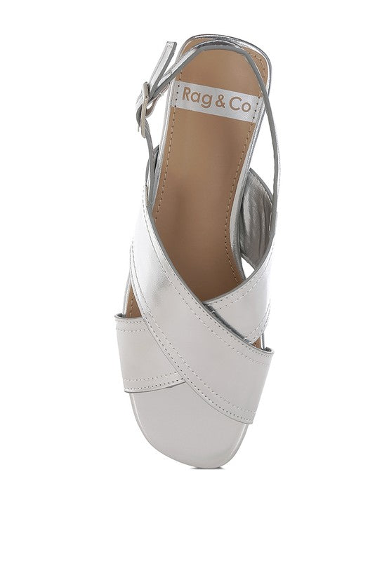 Kanon Metallic Pleather Criss-Cross Flats - Tigbul's Variety Fashion Shop