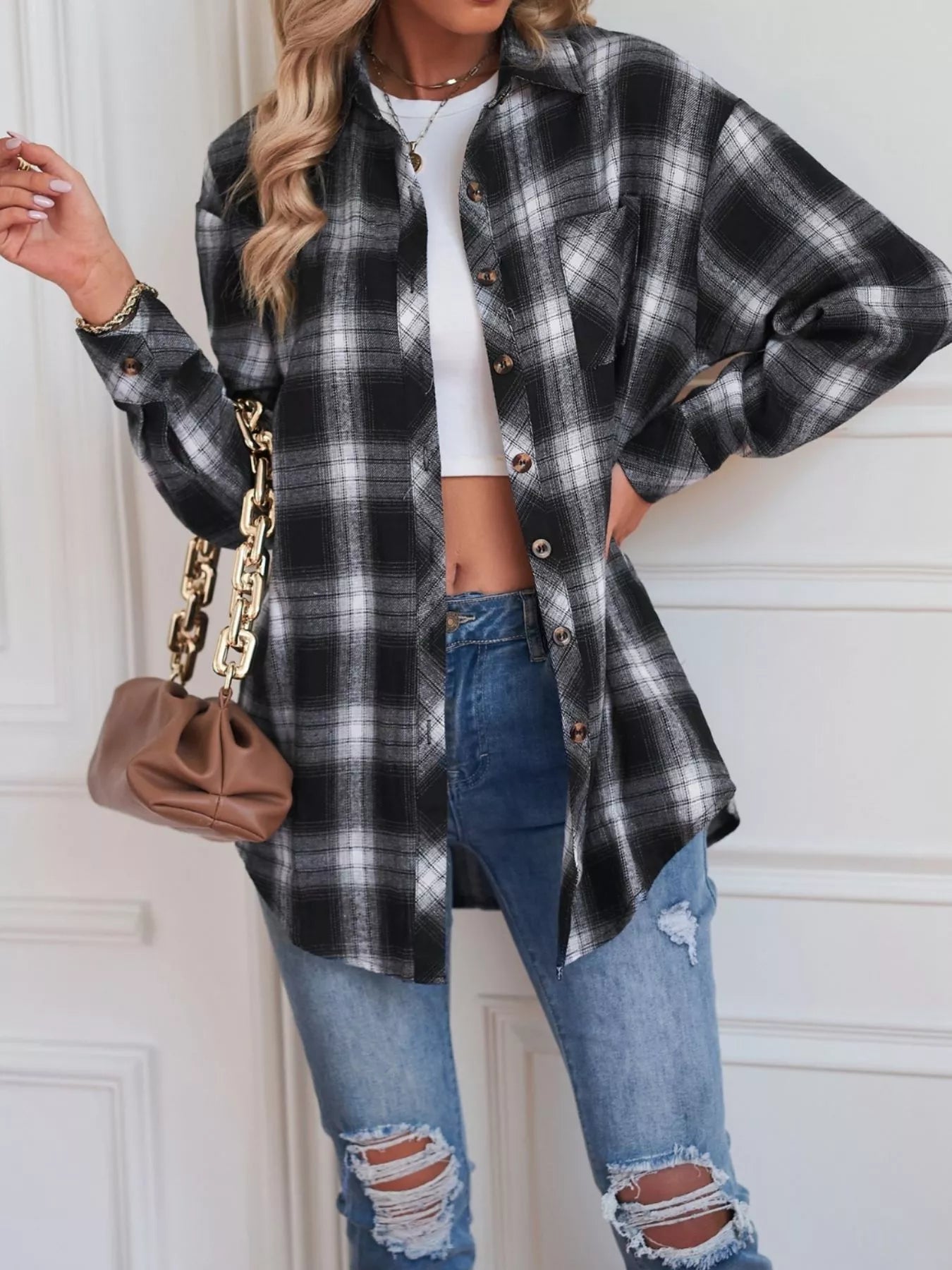 Casual Plaid Button Up Shirt - Tigbul's Variety Fashion Shop