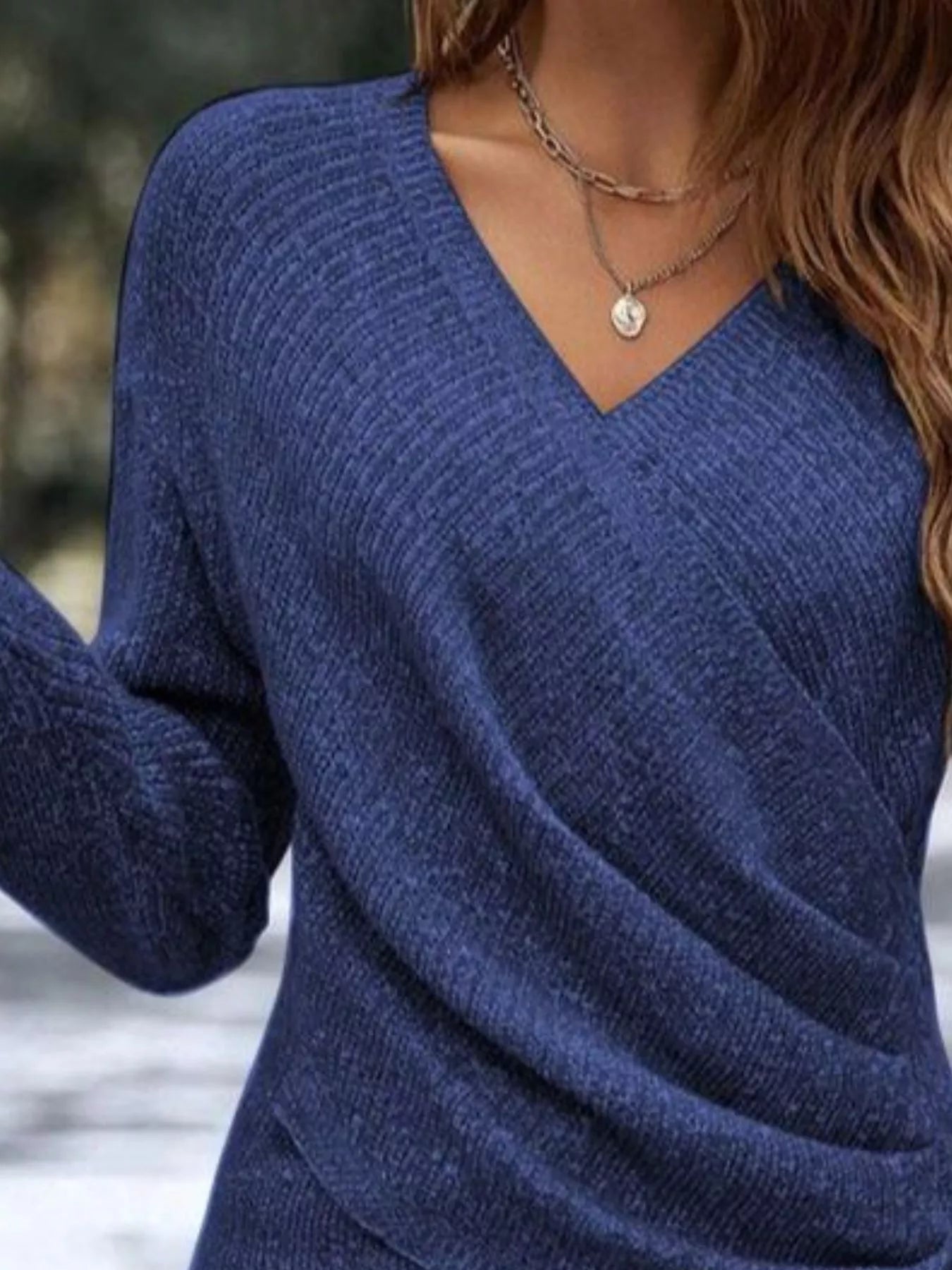 Surplice Long Sleeve Knit Top - Tigbul's Variety Fashion Shop