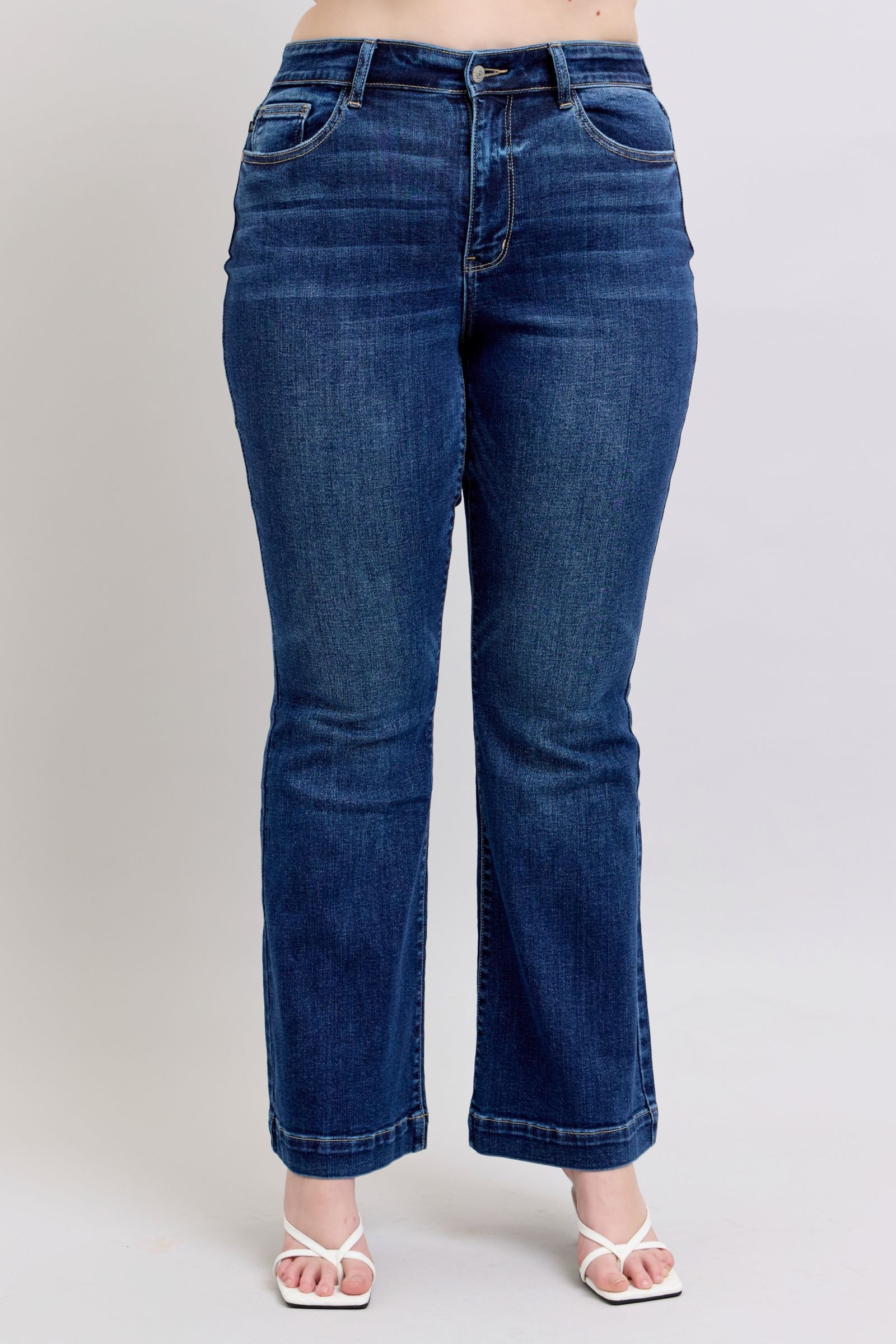 Judy Blue Full Size High Rise Flare Jeans with Pockets Plus Size - Tigbul's Variety Fashion Shop