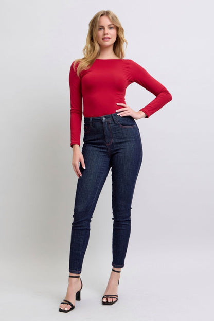 Judy Blue Full Size Heart Shaped Back Pockets Skinny Jeans - Tigbul's Variety Fashion Shop