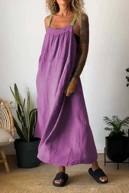 Ruched Cami Maxi Dress with Pockets Size Small - 5XL Plus - Tigbul's Variety Fashion Shop