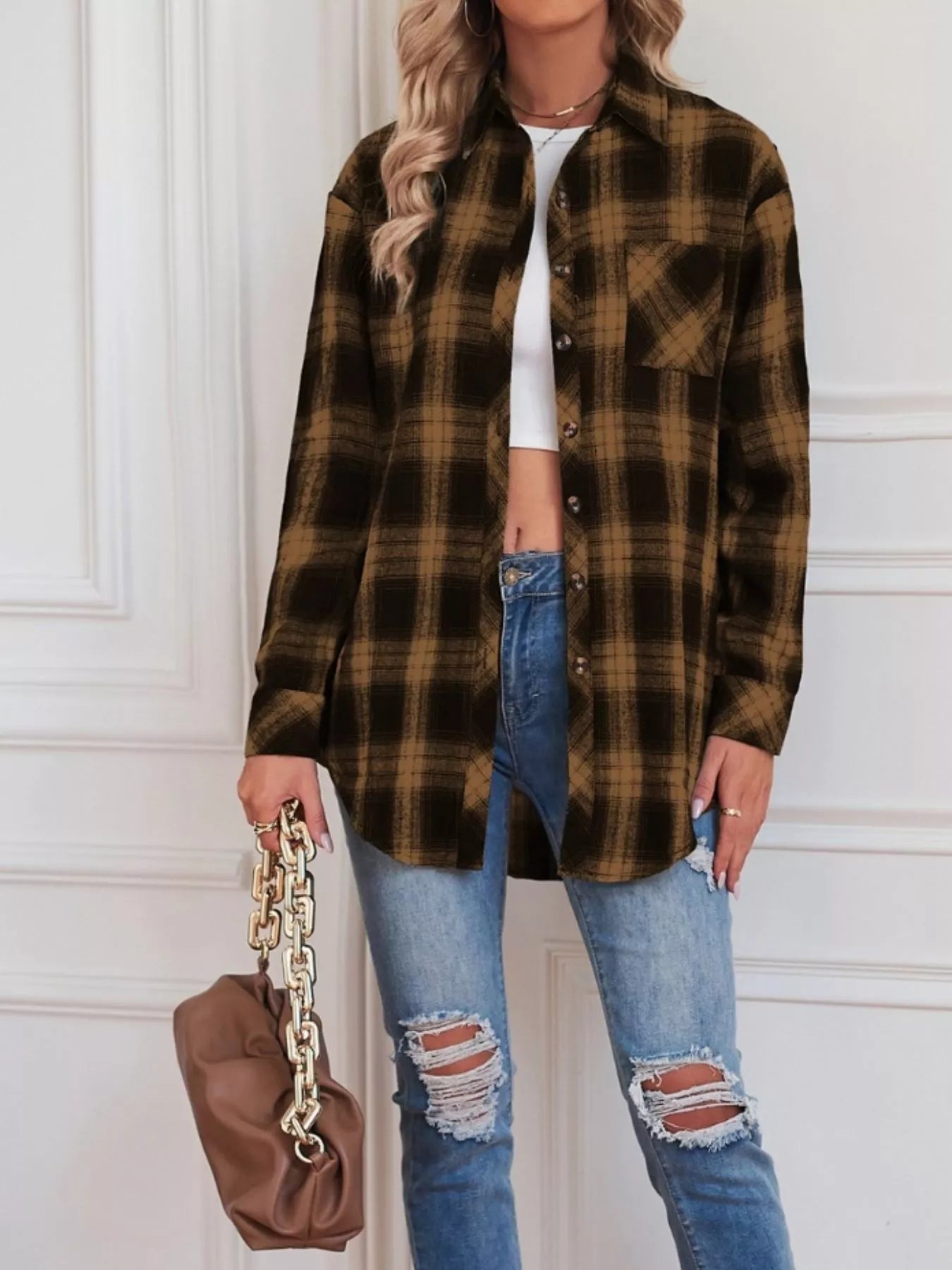 Casual Plaid Button Up Shirt - Tigbul's Variety Fashion Shop