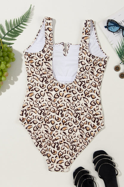 Full Size Leopard Wide Strap One-Piece Swimwear - Tigbuls Variety Fashion