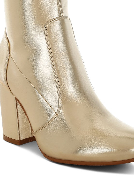 Tirana Metallic Pleather Sock Boots - Tigbul's Variety Fashion Shop