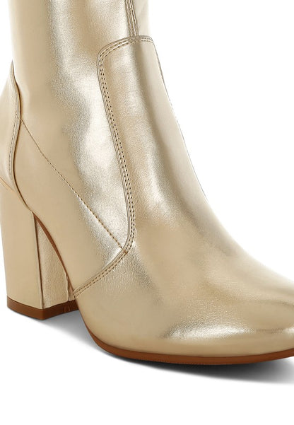 Tirana Metallic Pleather Sock Boots - Tigbul's Variety Fashion Shop