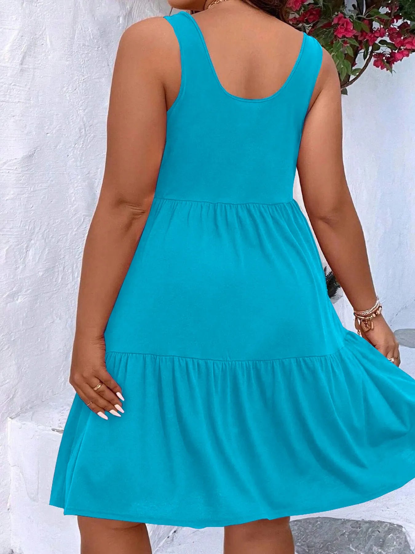 Plus Size Tiered Scoop Neck Tank Dress - Tigbul's Variety Fashion Shop
