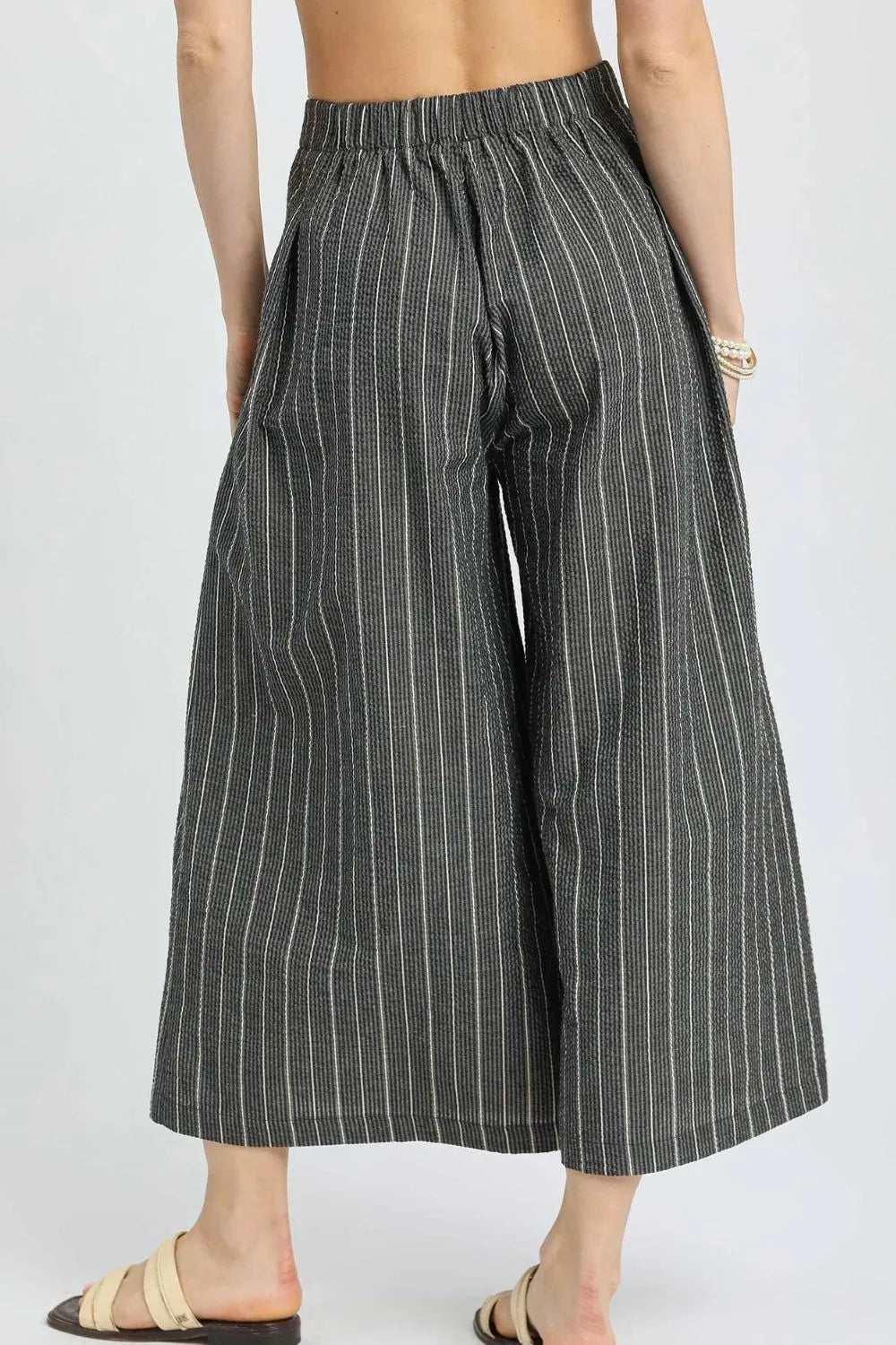 Umgee Pinstripe Crop Palazzo Pants - Tigbul's Variety Fashion Shop