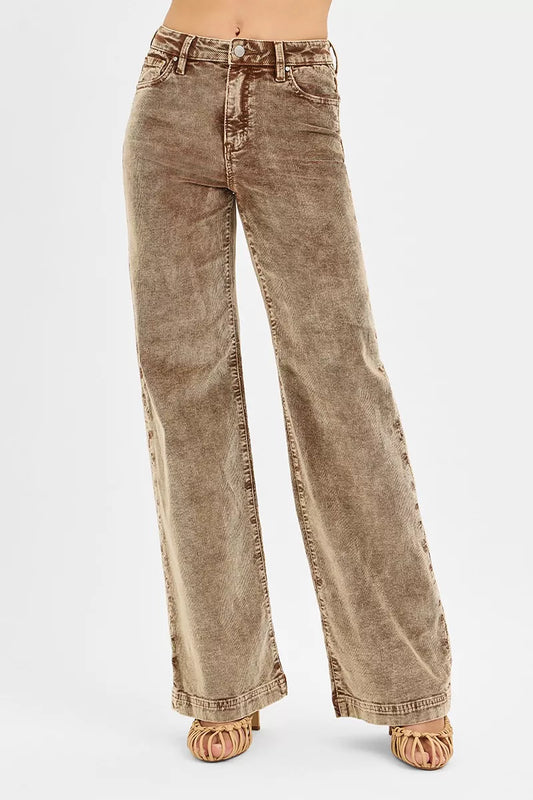 RISEN High Rise Wide Leg Corduroy Jeans - Tigbul's Variety Fashion Shop