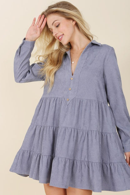 Corduroy tiered dress - Tigbuls Variety Fashion