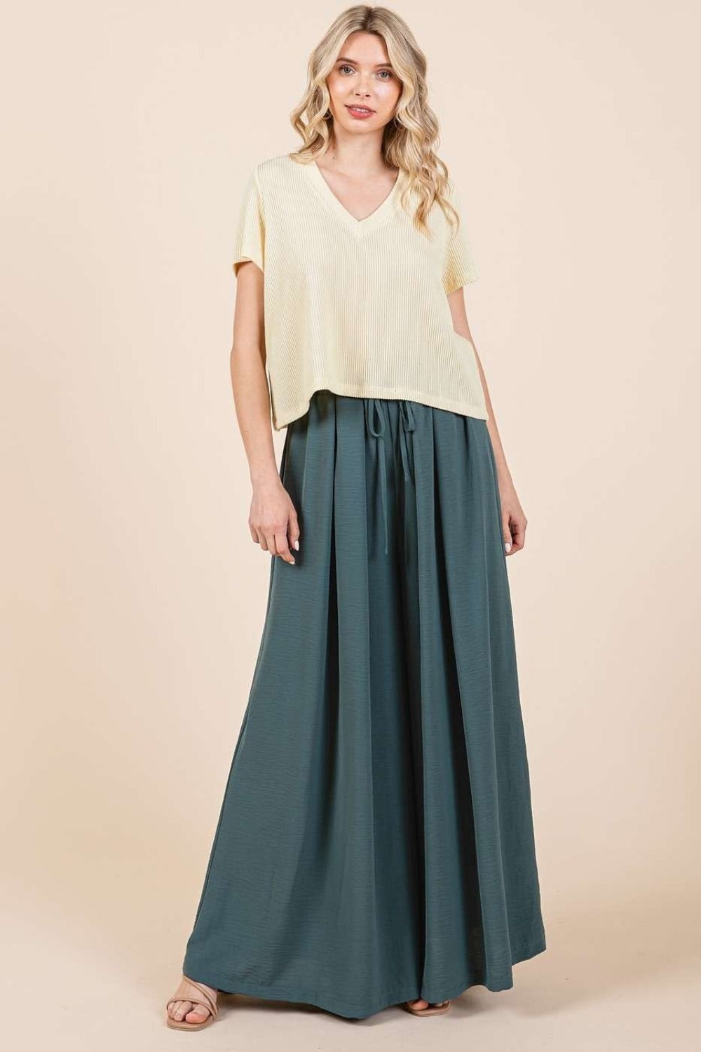 Mittoshop Pleated Wide Leg Pants - Tigbul's Variety Fashion Shop