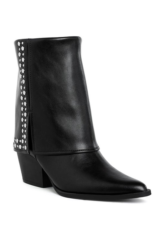 Mariachi Stud Embellished Foldover Boots - Tigbul's Variety Fashion Shop