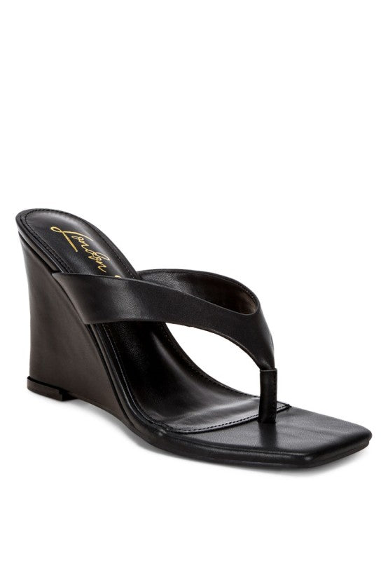 Amilta Square Toe Thong Wedge Heel Sandals | Tigbuls Variety