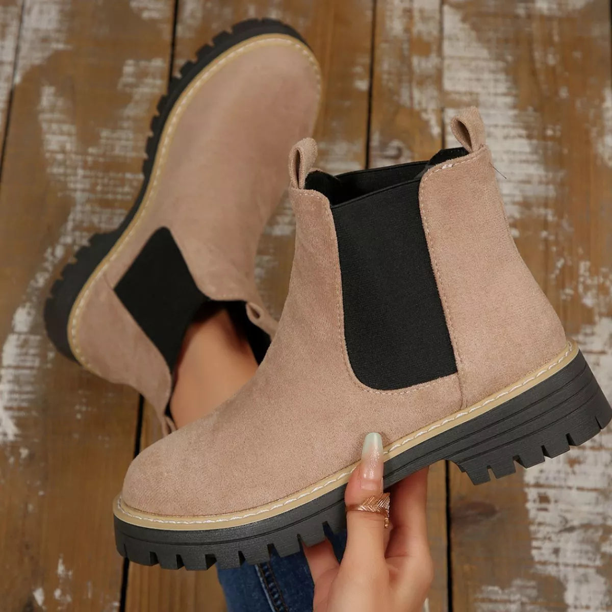 Round Toe Block Heels Boots - Tigbul's Variety Fashion Shop