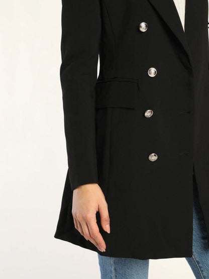 Lapel Collar Long Sleeve Blazer - Tigbul's Variety Fashion Shop